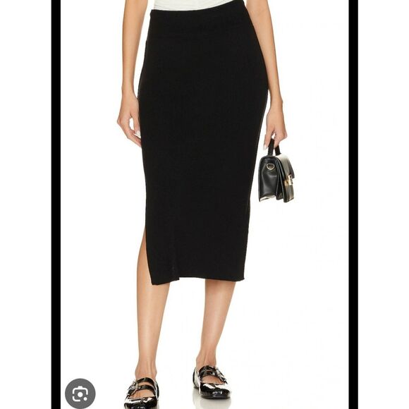 Free‎ People Golden Hour Midi Sweater Skirt Black Size Medium - Picture 9 of 9